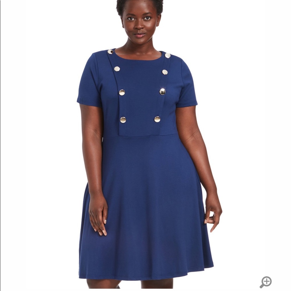 Eloquii Button Front Fit & Flare Dress 22W